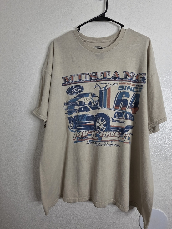 Ford Other - Ford Mustang Since 64 Graphic Tee Shirt Men XL Beige Distressed Car Crewneck